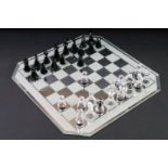 Swarovski Silver Crystal chess set complete with board and 16 pieces, housed within case and outer