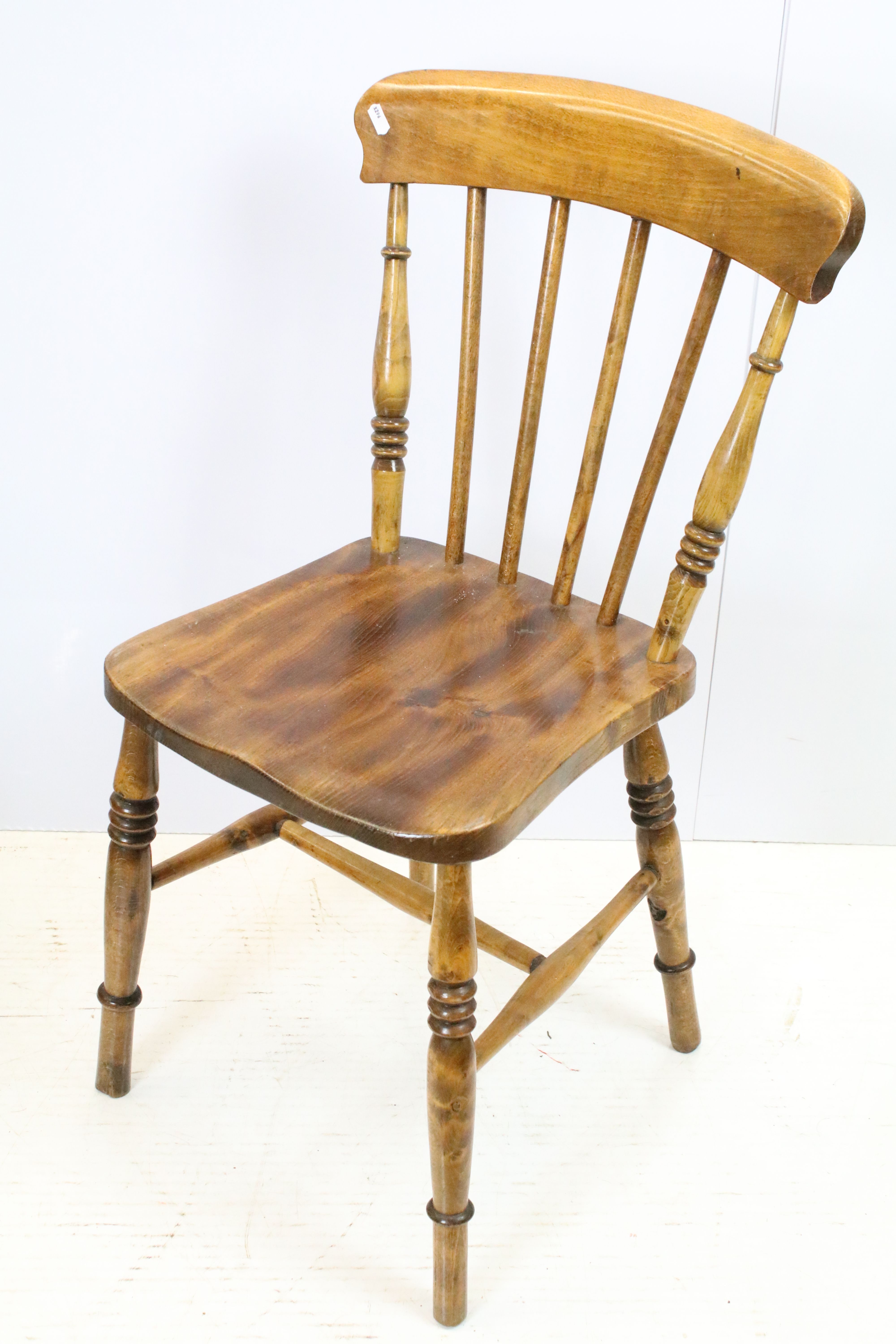 Set of three early 20th century oak kitchen chairs, 84cm x 36.5cm wide x 38cm deep (seat) and - Image 2 of 8