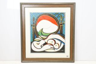 Homage to Pablo Picasso " The Mirror" a studio framed abstract image on canvas, signed, 59.5cm x
