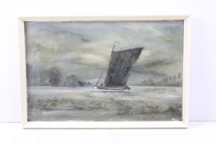 M Jeffries, sailing boats with black sails on the water, oil on board, signed lower left and dated