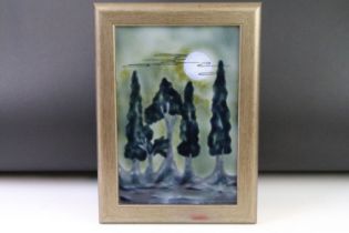 Cobridge 'The Witching Hour' stoneware wall plaque, approx 19.5cm x 30cm, framed