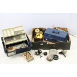 Good quantity of fishing tackle to include: two 3-tier fishing boxes, Sealey Flocast MK4 reel and