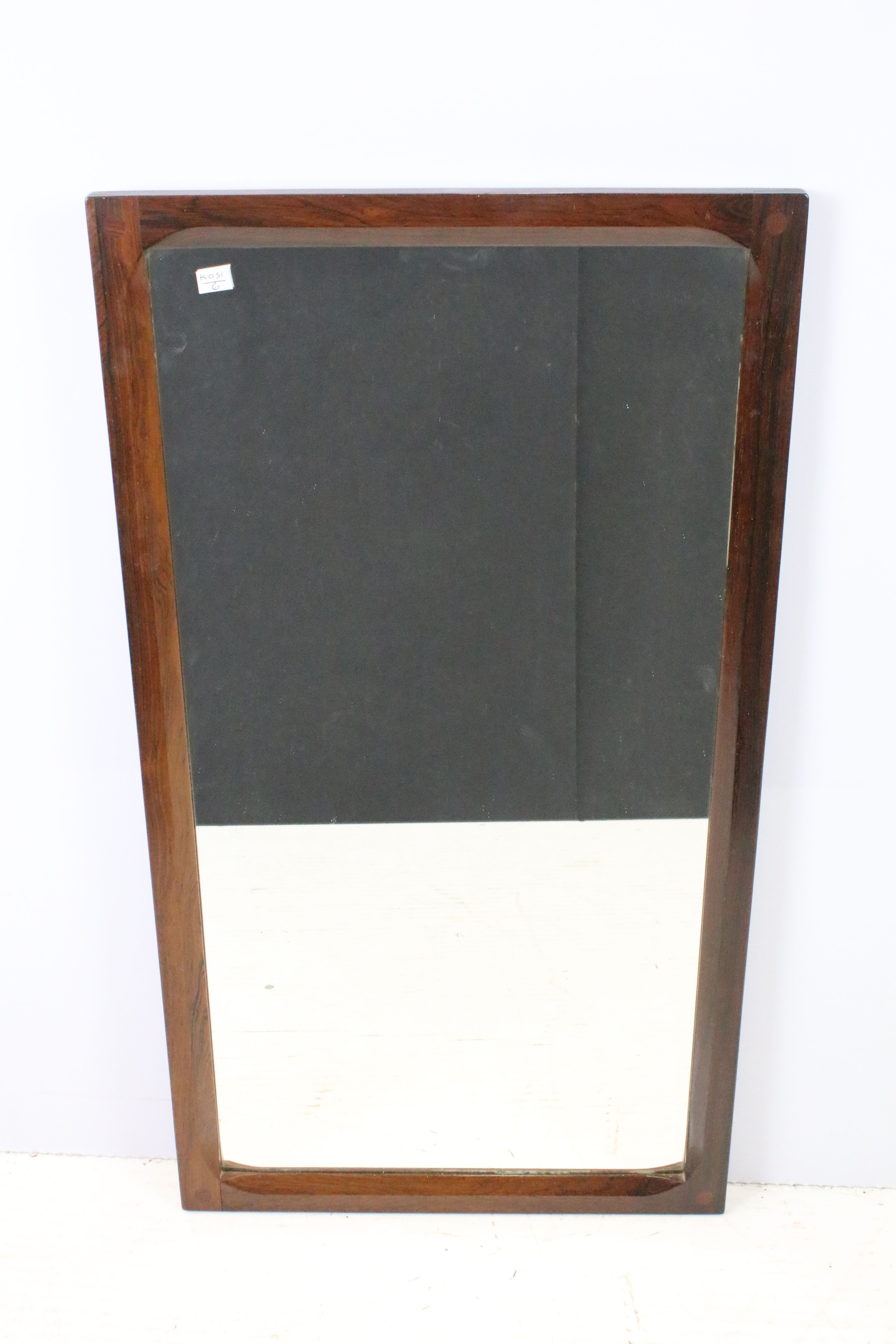 Danish hardwood mirror, maker's mark verso for Aksel Kjersgaard, Odeder, Made in Denmark, Heal's,