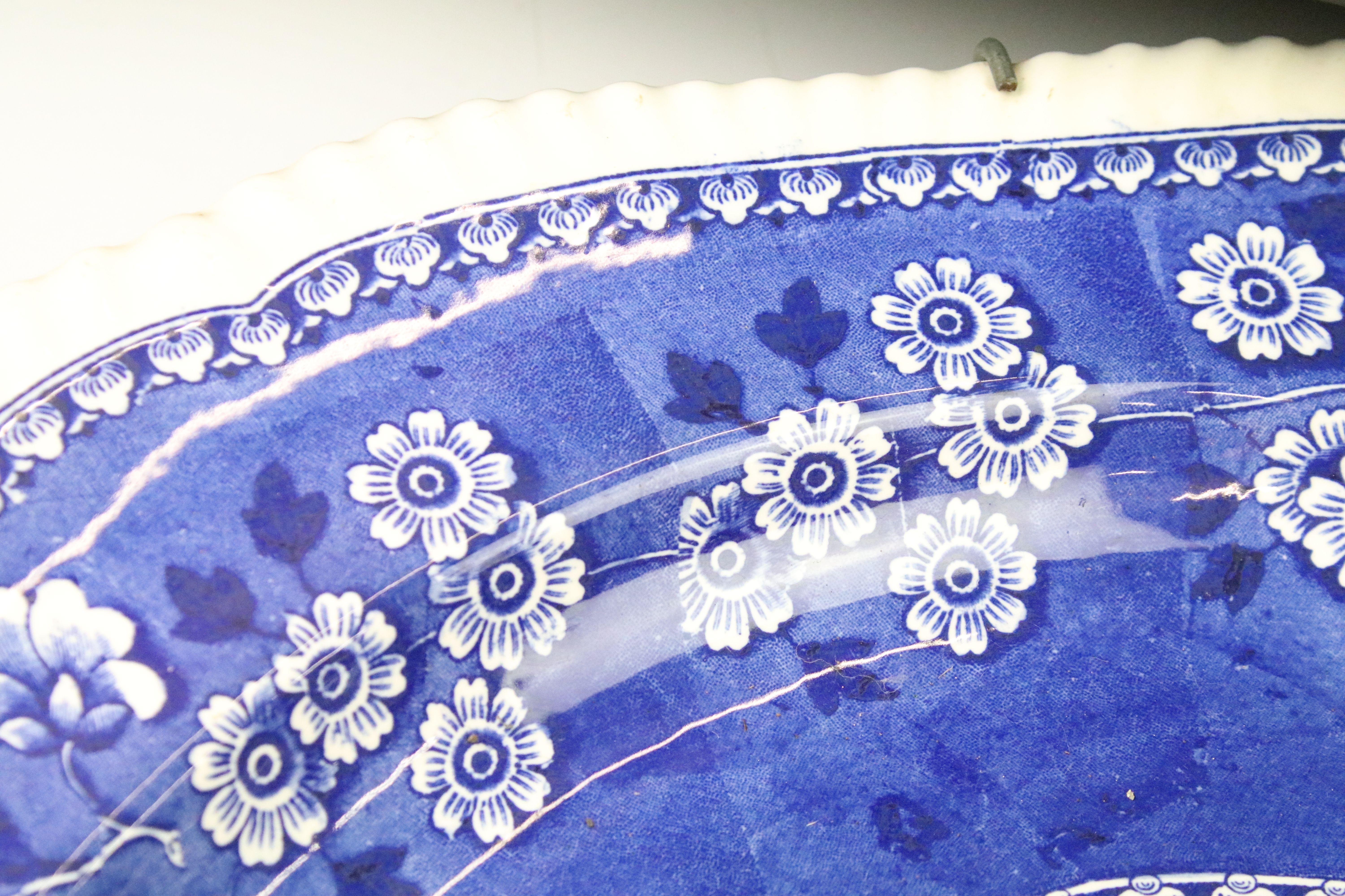 19th Century Copeland Spode's Tower larger blue and white transfer printed platter featuring a river - Image 3 of 5