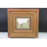 Douglas Bower 20th century gilt framed watercolour titled "Sheep on the Hampshire downs" signed, 9 x