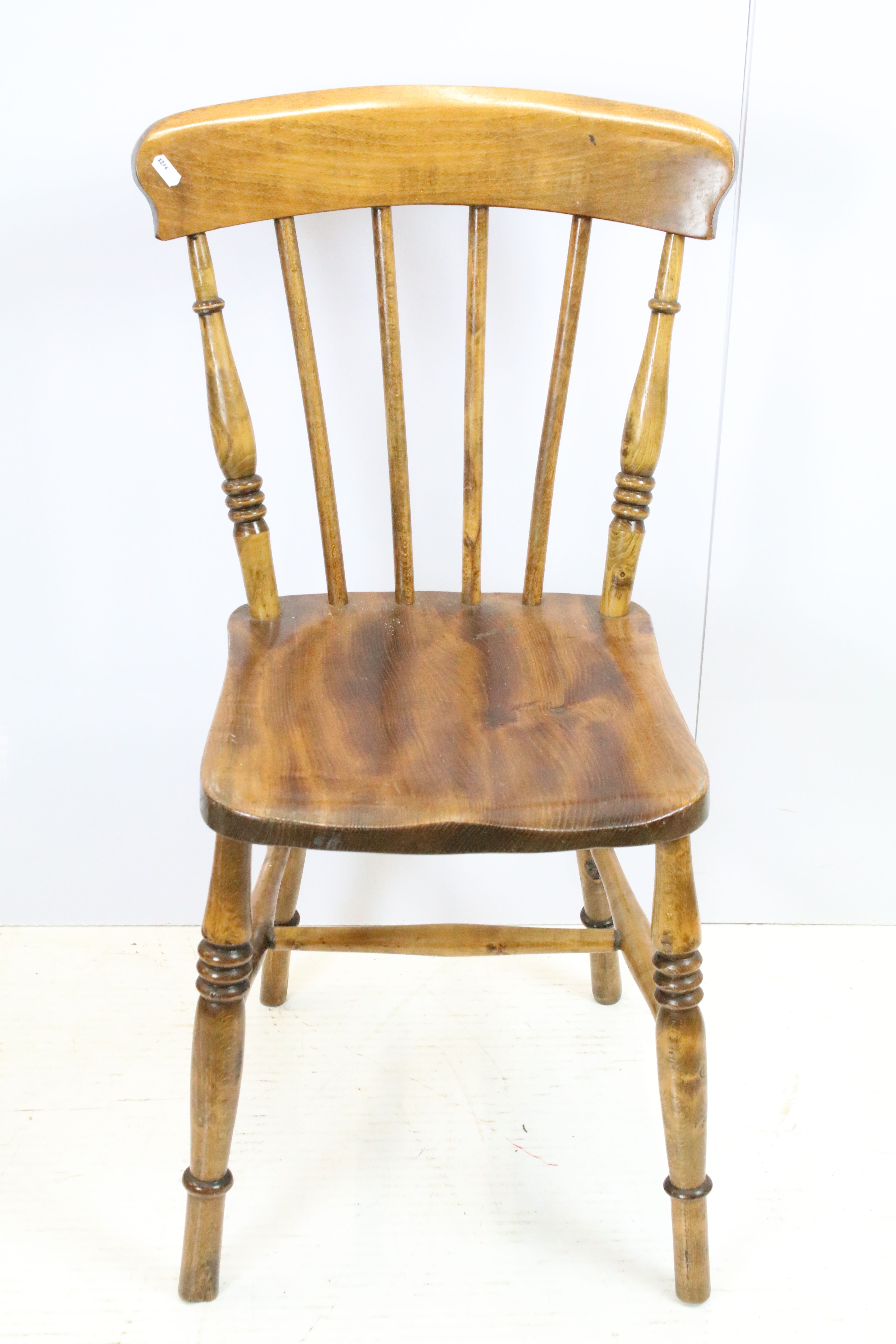 Set of three early 20th century oak kitchen chairs, 84cm x 36.5cm wide x 38cm deep (seat) and - Image 3 of 8