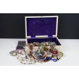 Jewellery box and contents, including silver