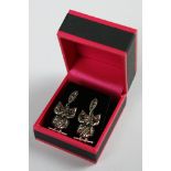 Pair of silver and marcasite owl earrings