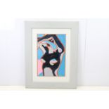 Modern school a studio framed oil painting abstract portrait of a nude female, 30cm x 34.5cm