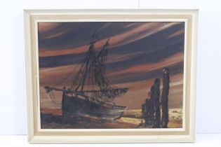 De Dion, sailing boat with rigging, impasto oil on canvas, signed lower left, 44 x 59.5cm, framed