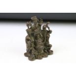 Chinese bronze feng shui God of wealth statue, approx 9cm tall