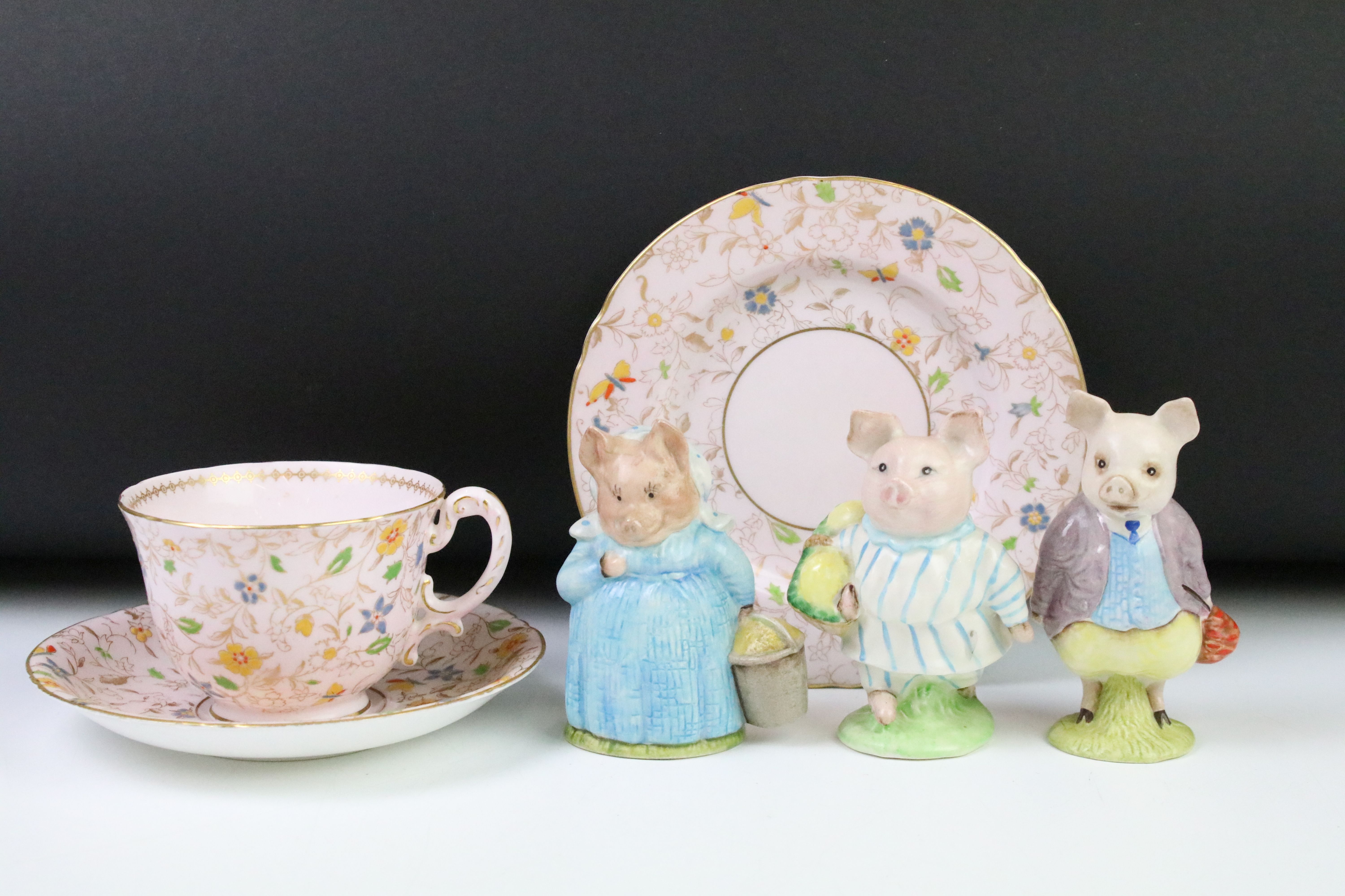 Three Beatrix Potter porcelain figures to include 2 x Beswick (Pigling Bland & Little Pig