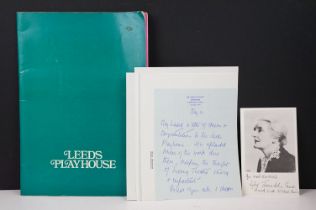 Leeds Playhouse souvenir brochure issued for its opening in 1970, containing a group of letters