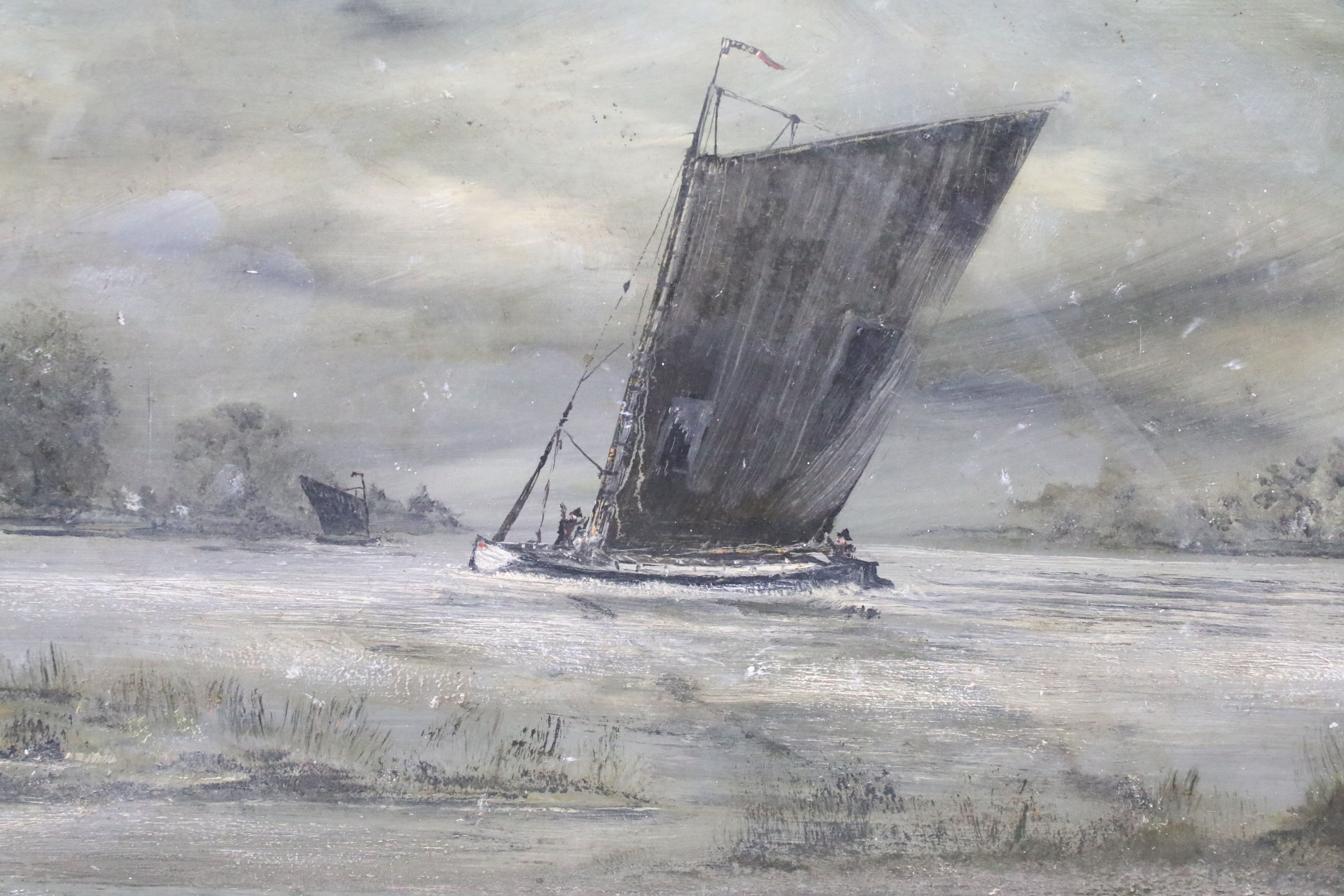 M Jeffries, sailing boats with black sails on the water, oil on board, signed lower left and dated - Image 2 of 4