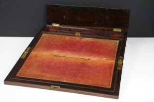 19th Century Victorian rose wood writing slope being inlaid with mother of pearl to the borders,