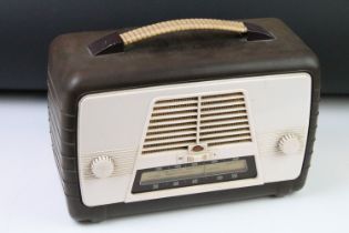 Art Deco Brown and Cream Bakelite Ultra Electric Ltd Carnival Twin R746 Radio, 30cm wide