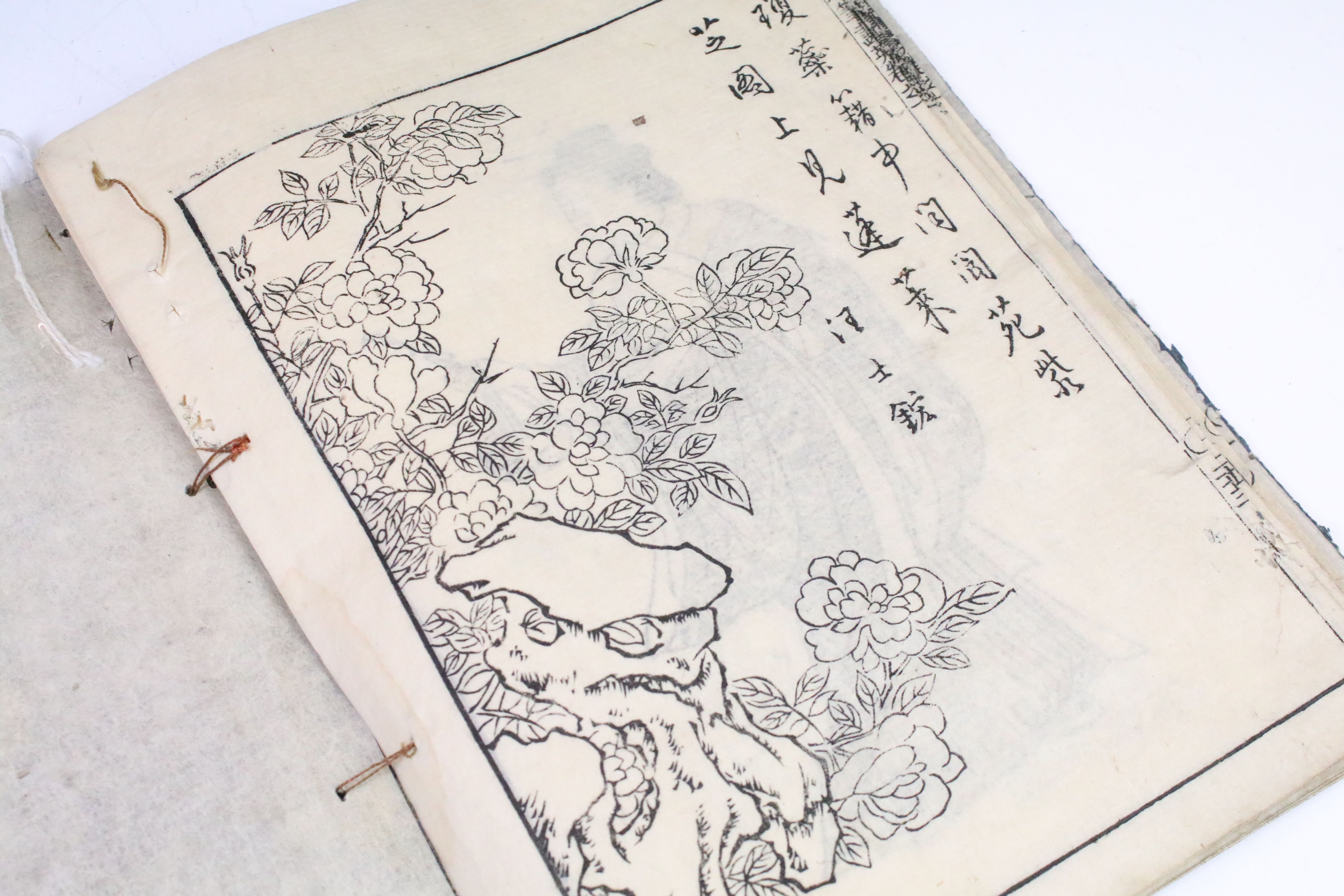 Two antique oriental books one containing a quantity of woodblock portraits and scenes the other - Image 11 of 12