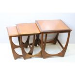 Quadrille nest of three G-Plan tables, label to underside of the smallest table, the largest 51cm