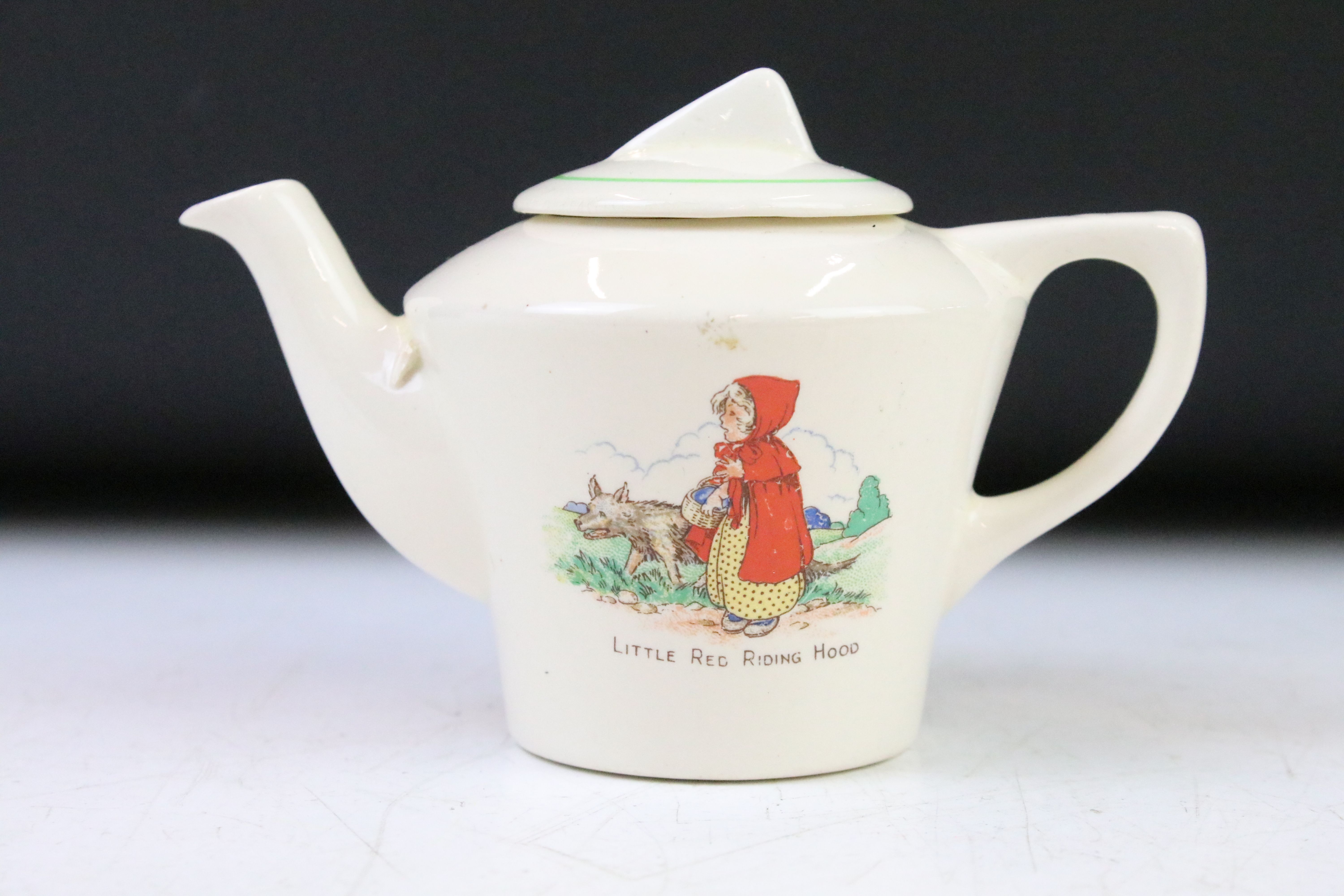 Two vintage porcelain childs tea sets to include a Little Red Riding Hood tea set and a tea set with - Image 3 of 14