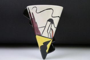 Lorna Bailey for Old Ellgreave Pottery - ' House & Path ' porcelain wall pocket, approx 15.5cm long