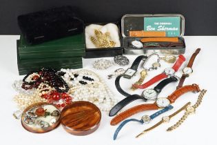 A small collection of vintage and contemporary costume jewellery together with a small group of
