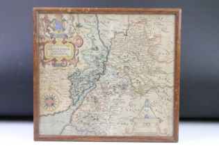 Christophorus Saxton ( Christopher Saxton ), map of Glocestriae ( Gloucestershire ), hand coloured