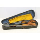Cased violin, complete with bow and case