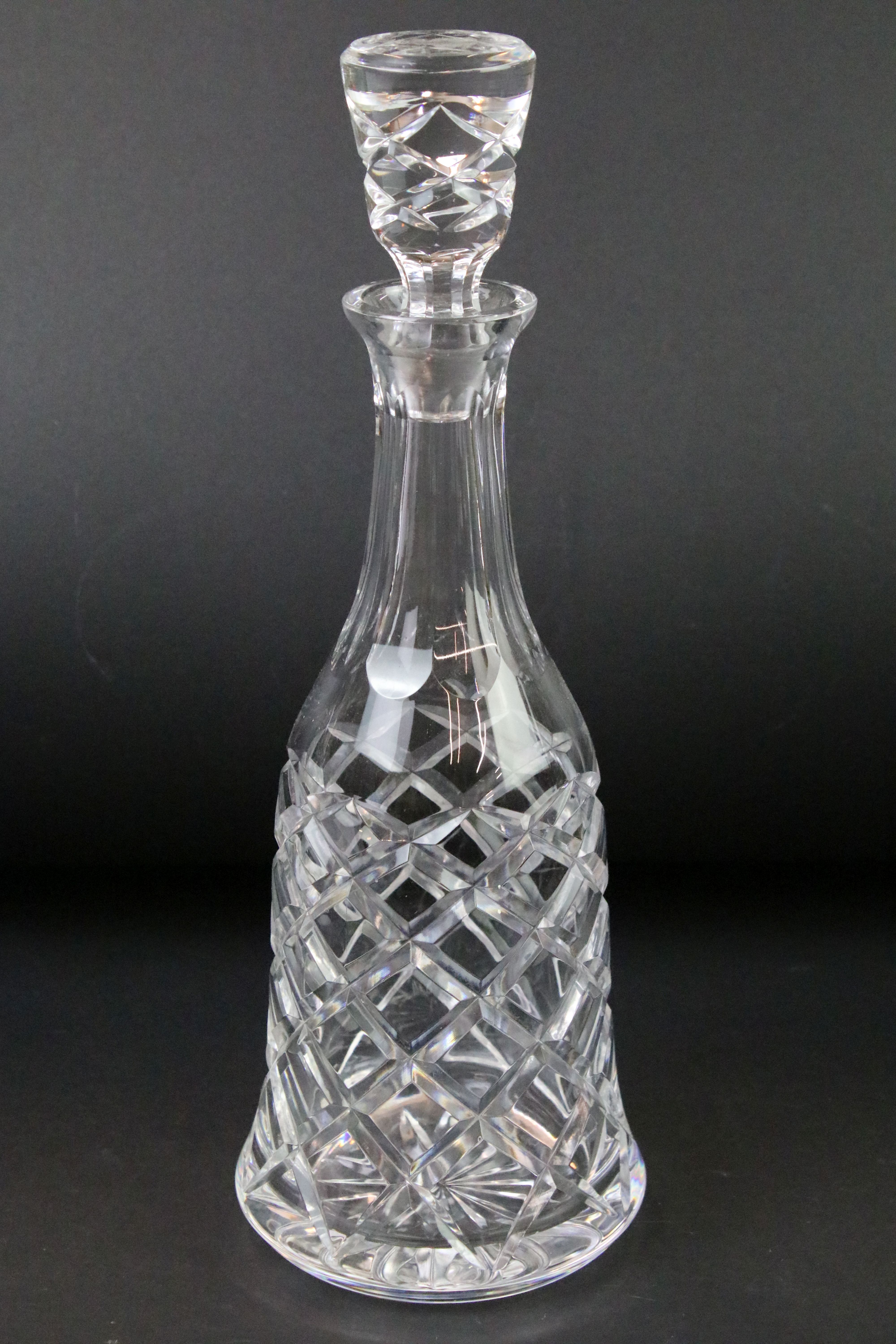 Four moulded / cut glass decanters to include a hobnail effect ships decanter, bell-shaped decanter, - Image 4 of 5