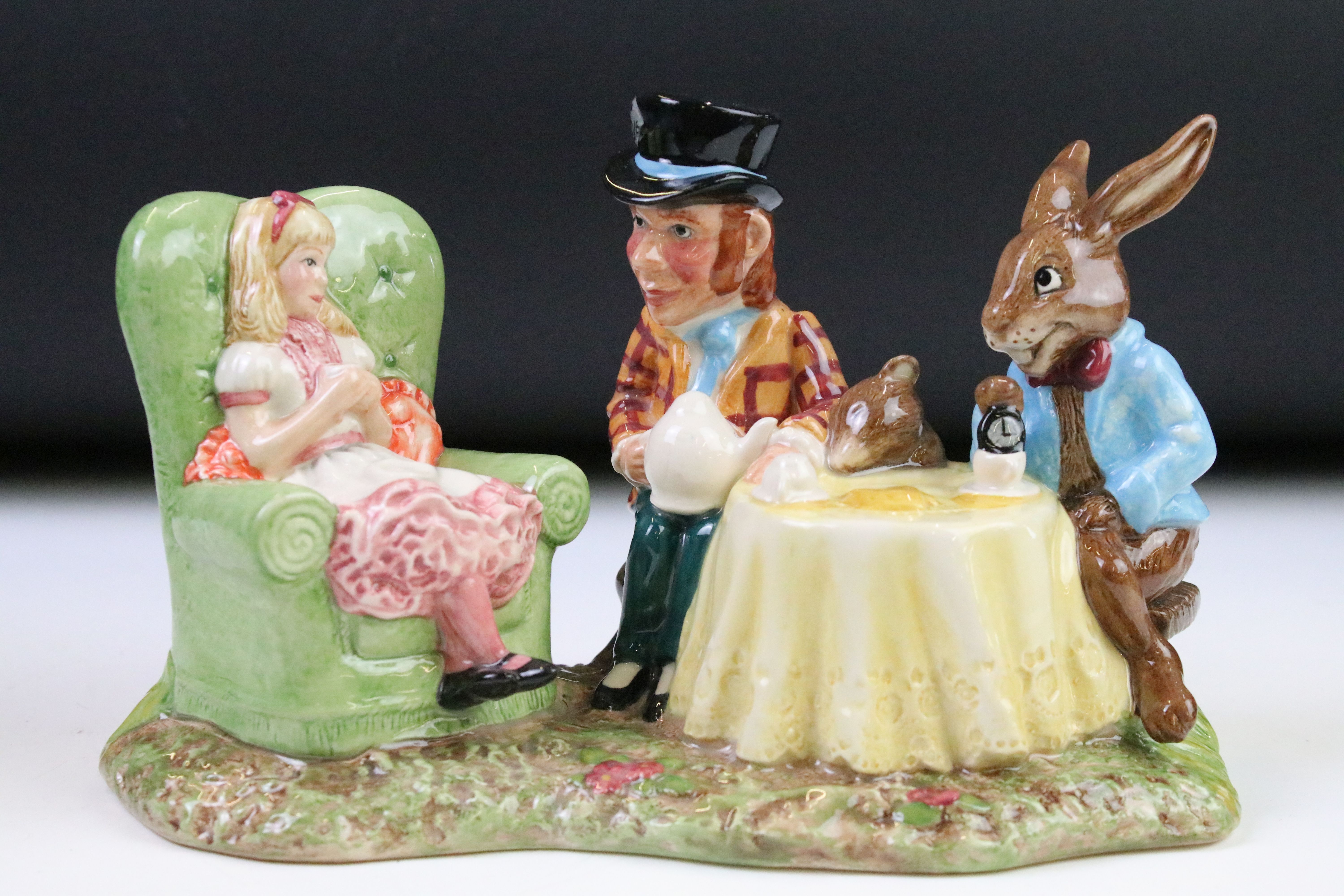 Royal Doulton Beswick ware ' The Mad Hatter's Tea Party ' figurine group in original box with - Image 3 of 9