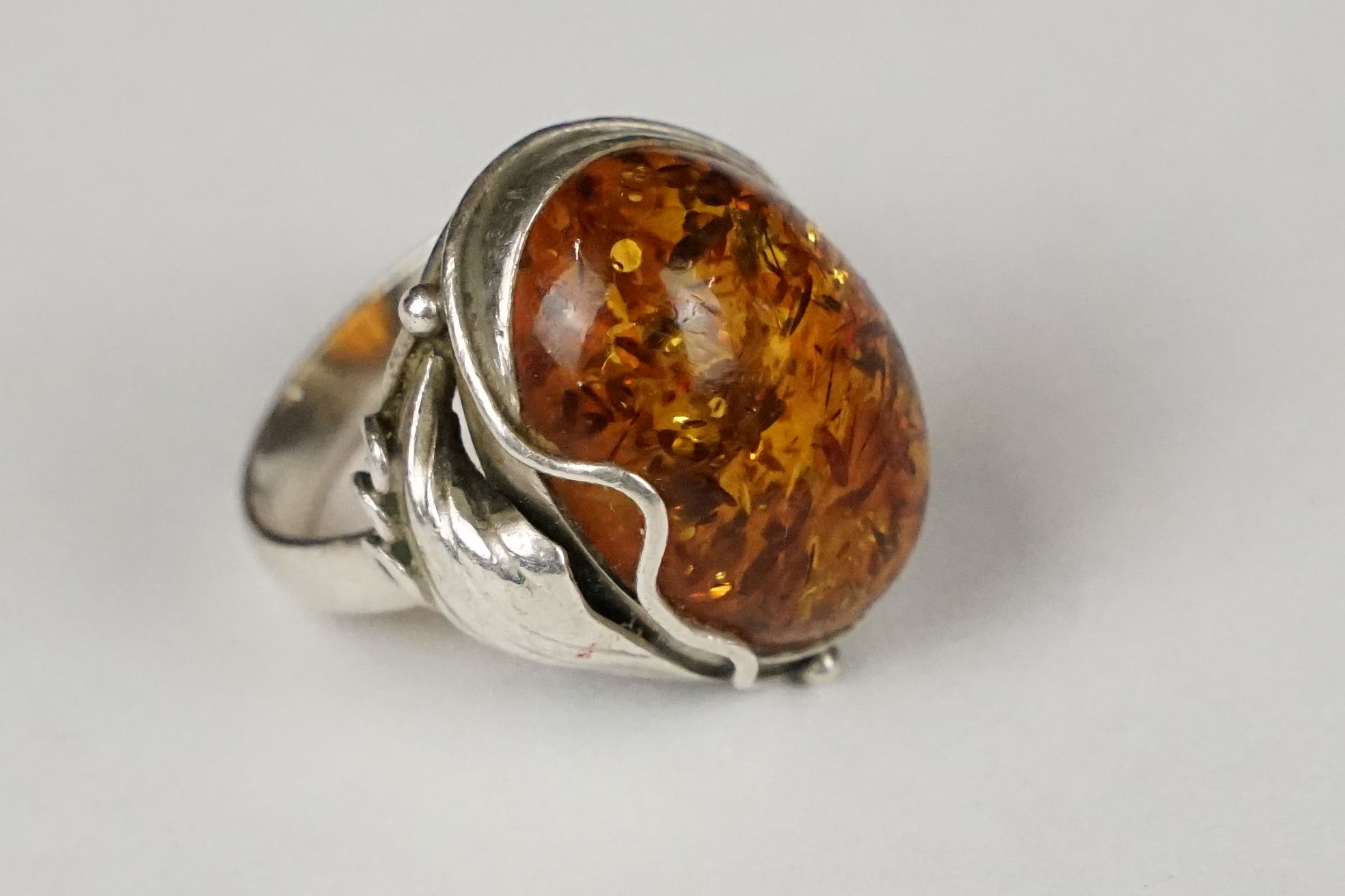 Silver and amber five panel bracelet, marked 925, 19.5cm long (extended) together with an Art - Image 2 of 9
