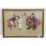 Margaret Anderson A.R.M.S (1926-1998) Pastel of two donkey heads, signed lower right, framed and