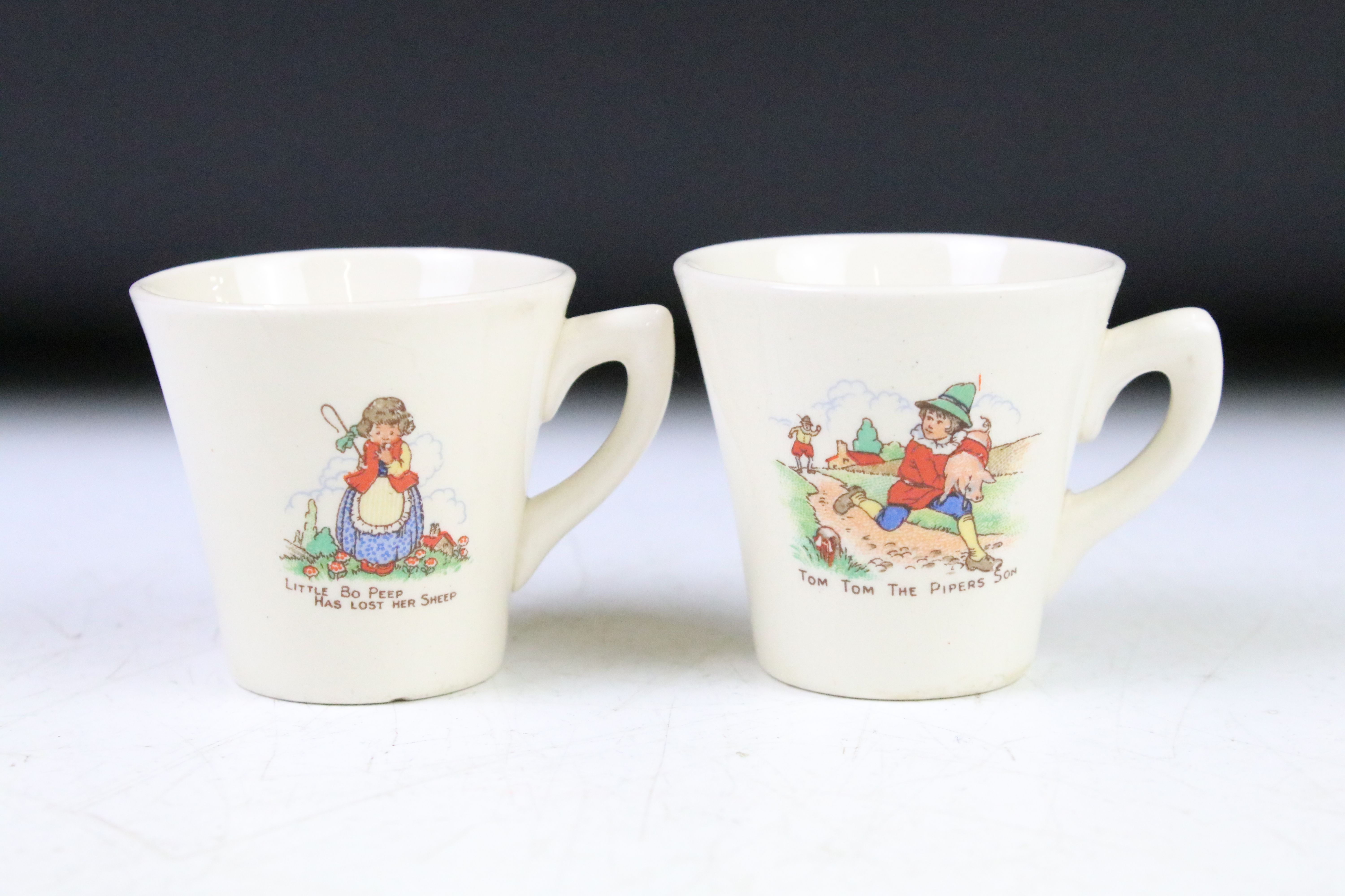 Two vintage porcelain childs tea sets to include a Little Red Riding Hood tea set and a tea set with - Image 12 of 14