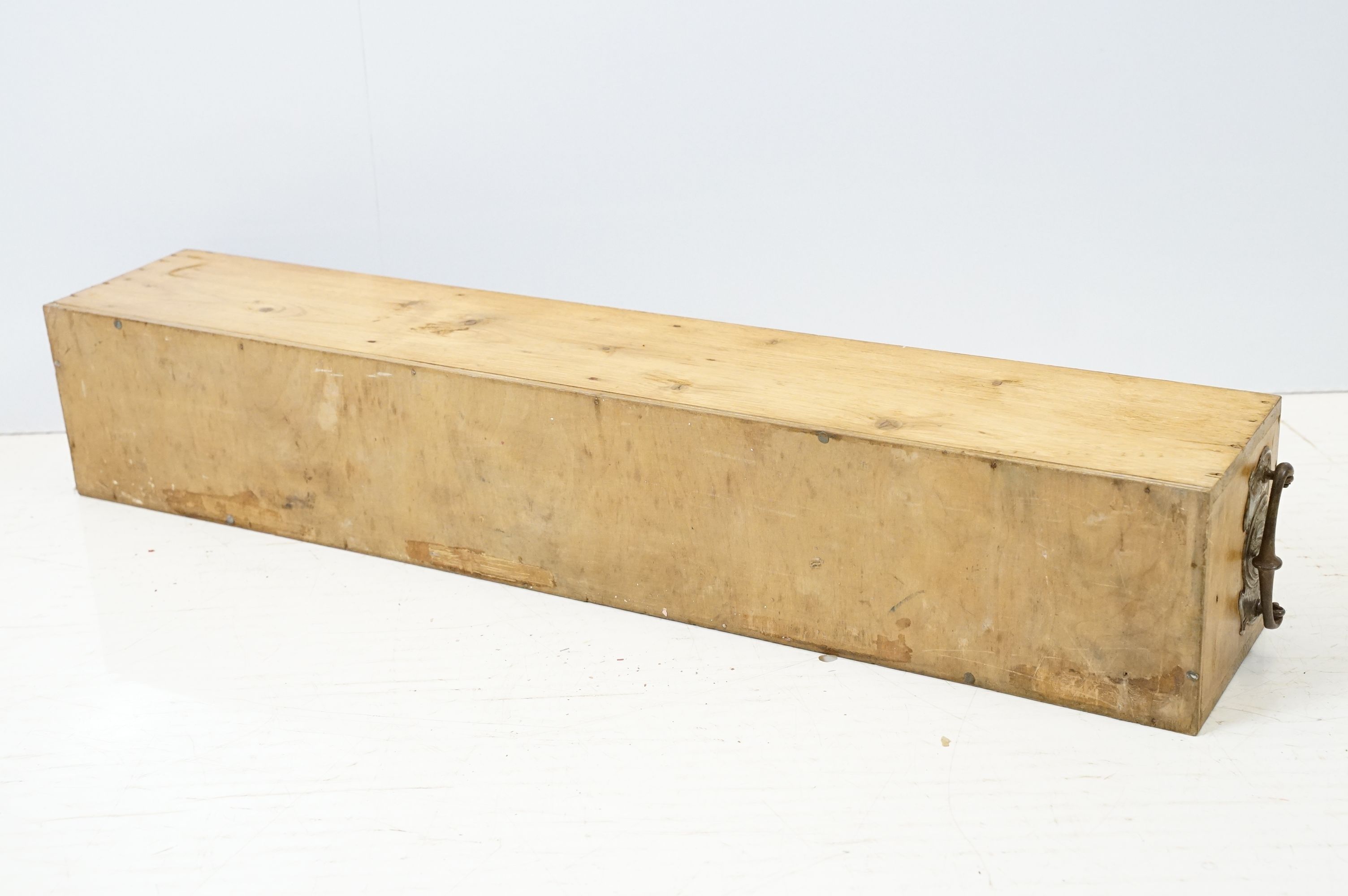 Vintage pine cutlery and condiment box, 12.5cm high x 76cm wide x 13cm deep - Image 5 of 5