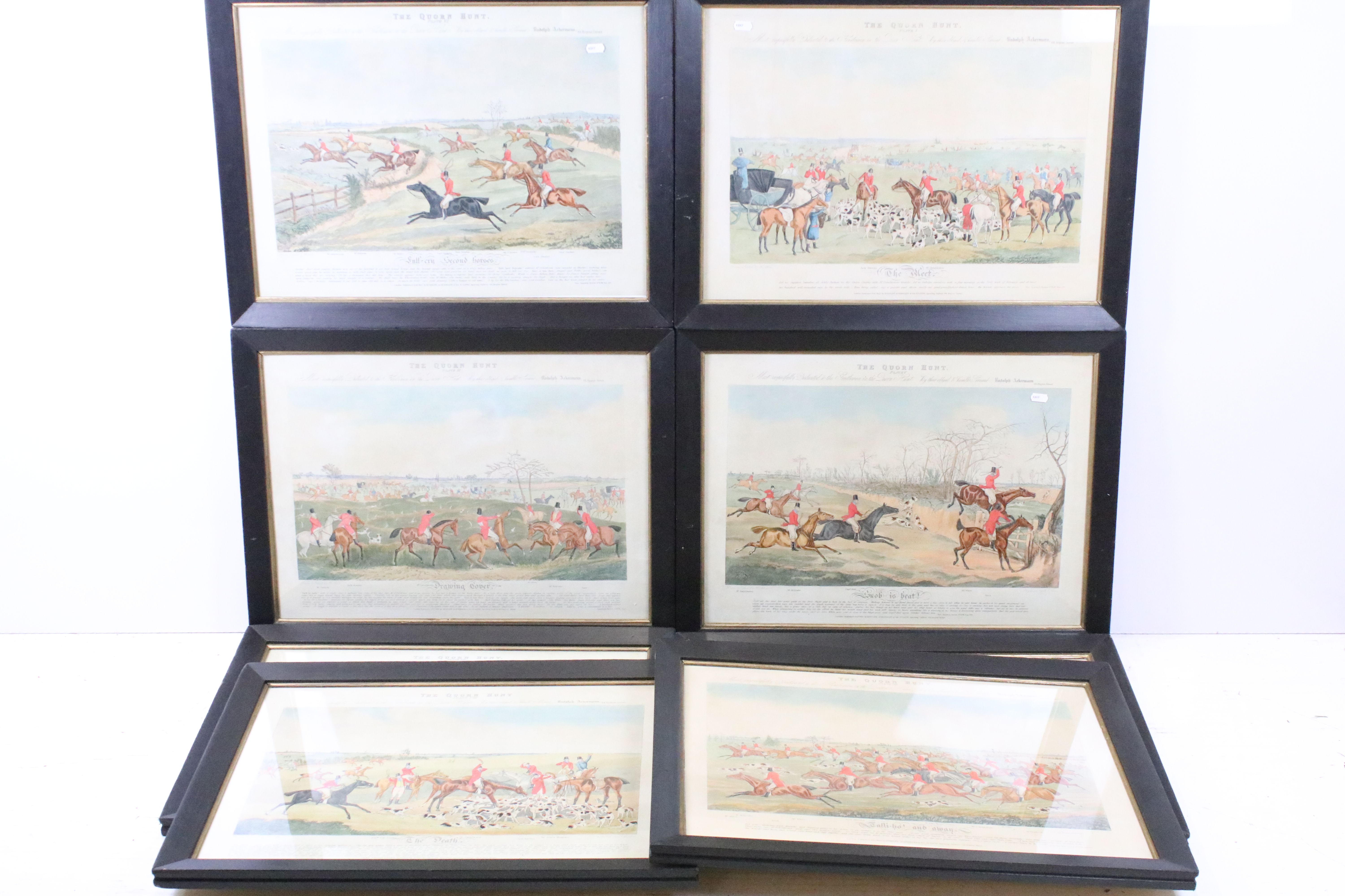 Set of eight Frederick Christian Lewis after Henry Thomas Alken, The Quorn Hunt series, published by
