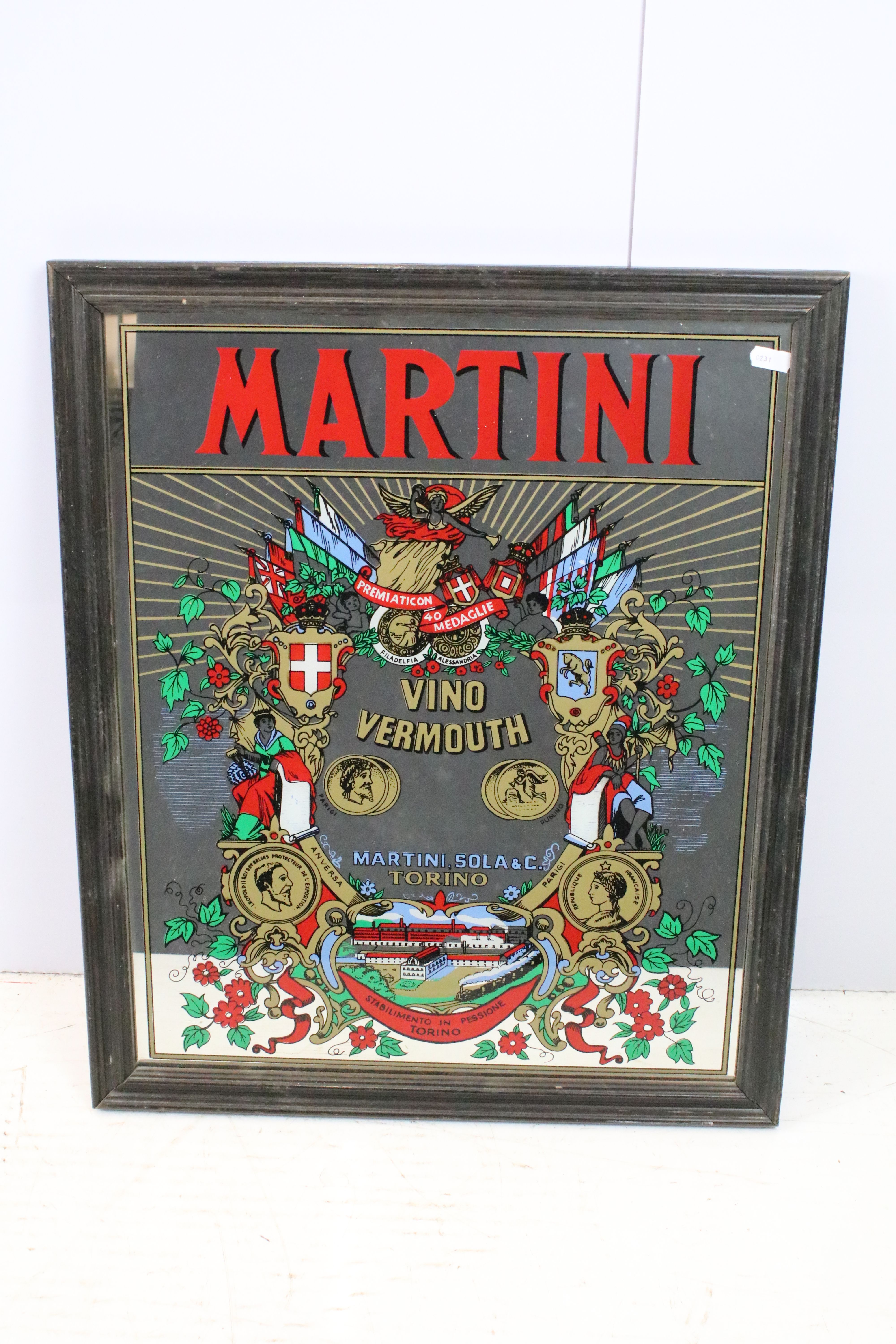 Collection of pub mirrors, to include: Pernod Fils, 49 x 65cm overall, Martini, 58.5 x 48cm, Wood' - Image 2 of 7