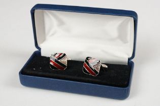 Pair of silver and enamel cufflinks