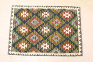 Hand knotted woollen Maimana Kilim rug, 140cm x 97cm