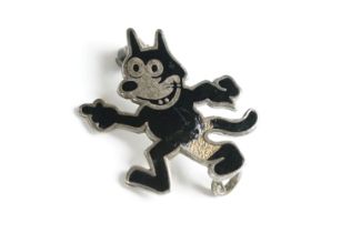 Charles Horner Sterling Silver & Enamel ' Felix the Cat ' Brooch, 2.5cm