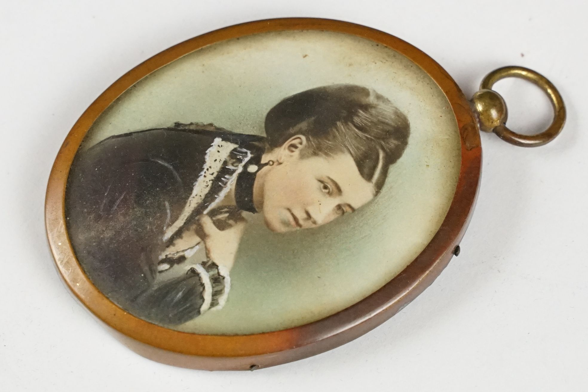 Pair of 19th century miniature portraits in oil, depicting a man and woman, gilt framed & glazed ( - Image 3 of 9