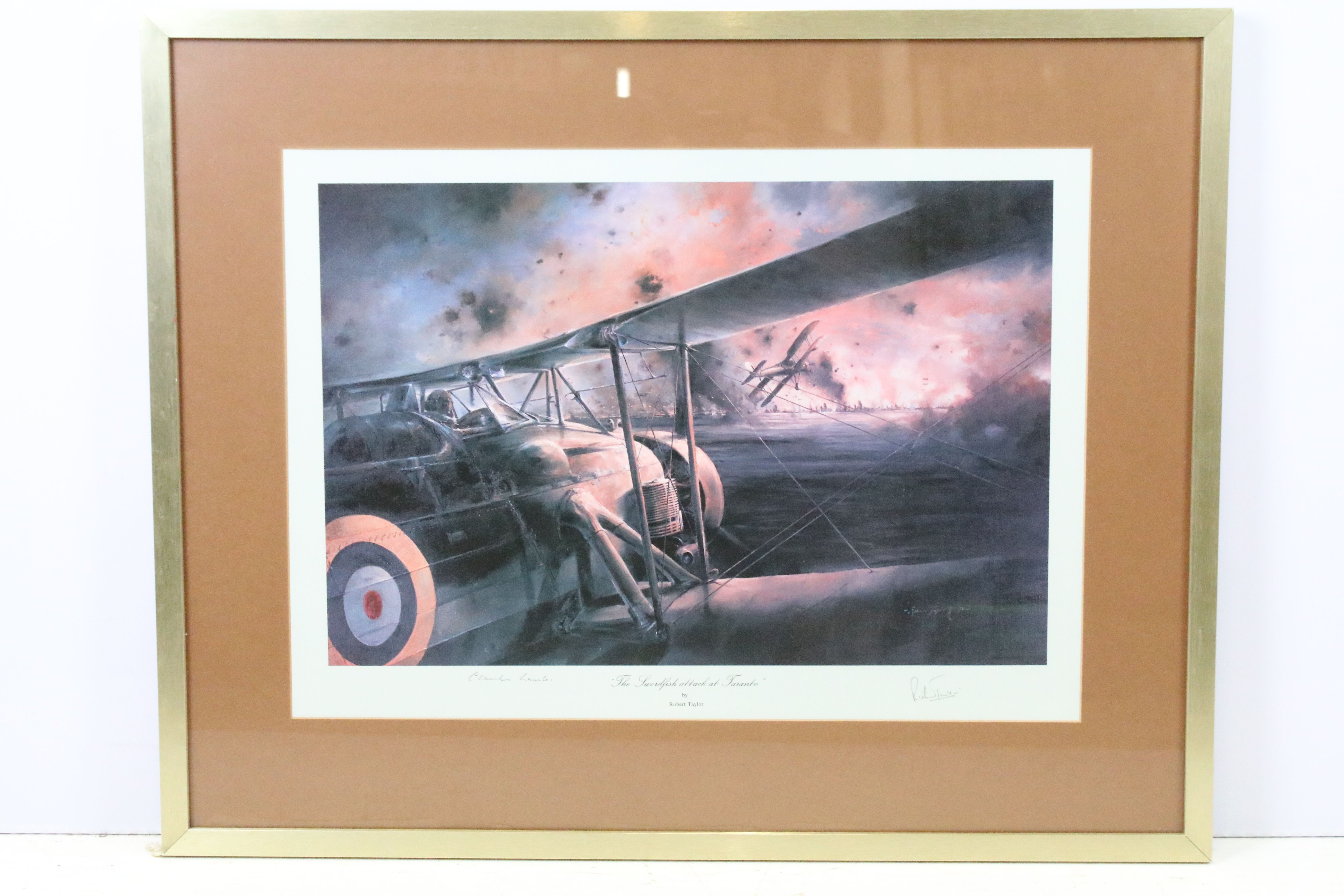 Robert Taylor, The Swordfish Attack at Taranto, limited edition print, signed by Charles Lamb and