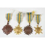 Group of four early 20th century 'N.P.R.S' medals to include two gilt metal examples with rose metal
