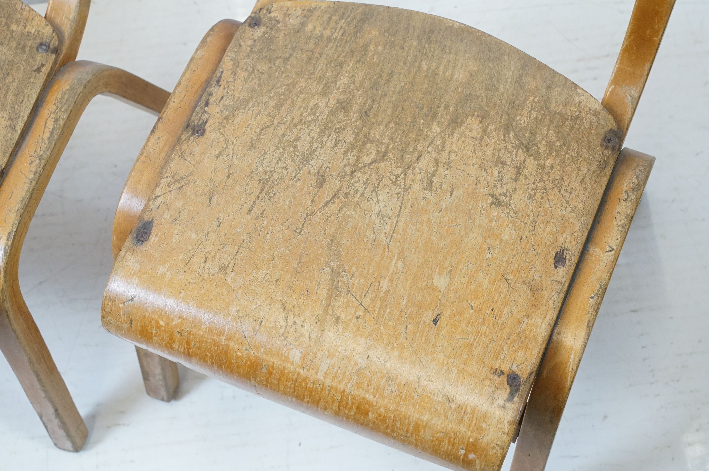 Two mid century school desks and chairs, the desks - 71cm high x 60.5cm wide x 50.5cm deep - Image 10 of 14