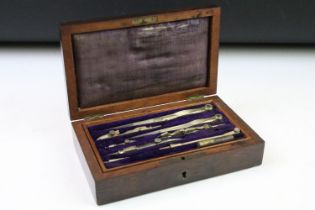 Late 19th / early 20th century Rosewood boxed Drawing Set with lift-out tray