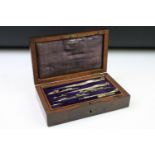 Late 19th / early 20th century Rosewood boxed Drawing Set with lift-out tray