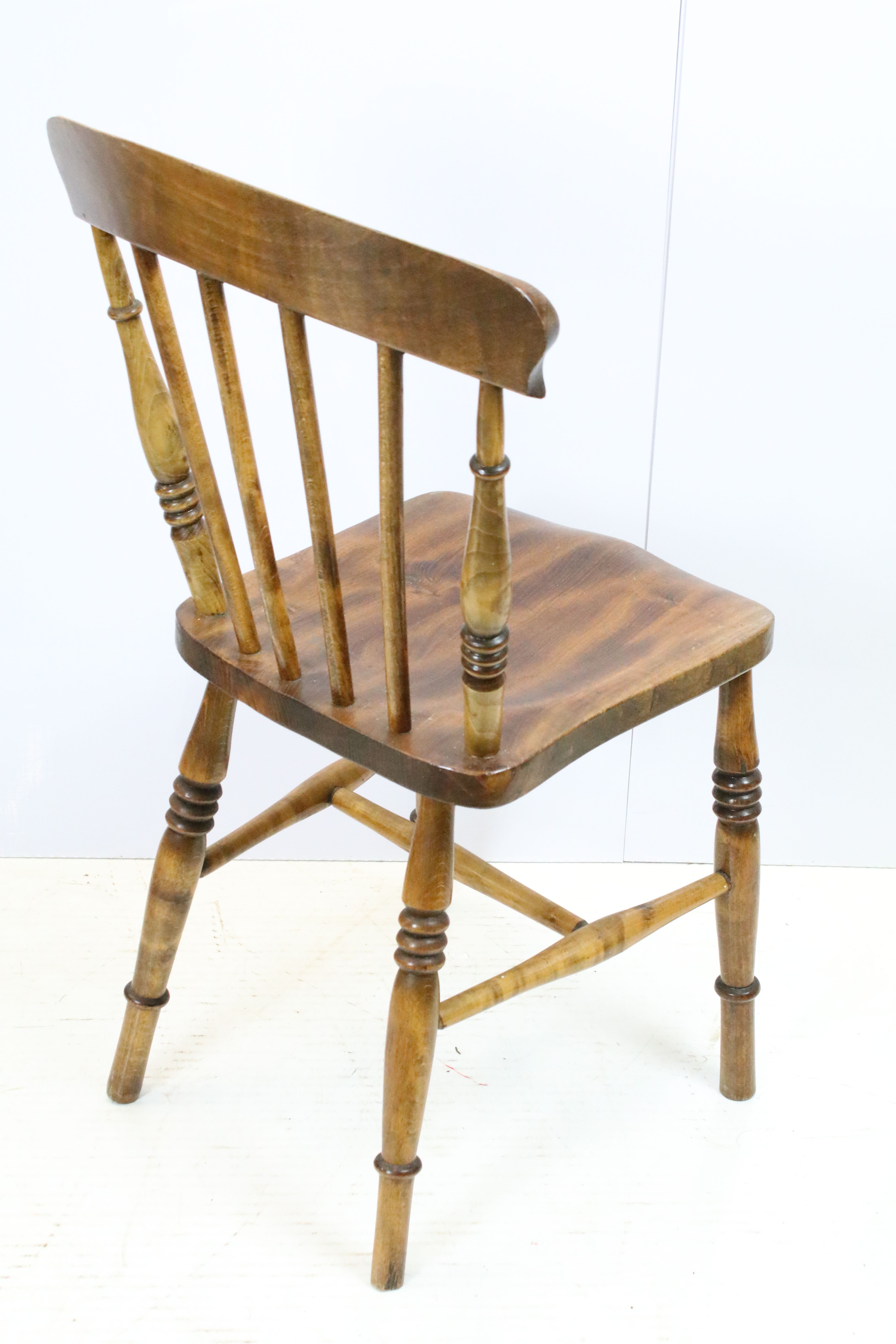 Set of three early 20th century oak kitchen chairs, 84cm x 36.5cm wide x 38cm deep (seat) and - Image 5 of 8