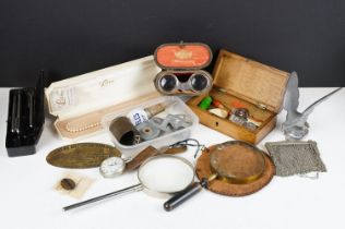 Mixed collectables to include 'Jumelle Edison' leather binoculars (cased), Air Ministry stopwatch,