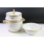 Late 18th / early 19th Century Crown Derby ice pail and cover having twin handles, gilt detailing of