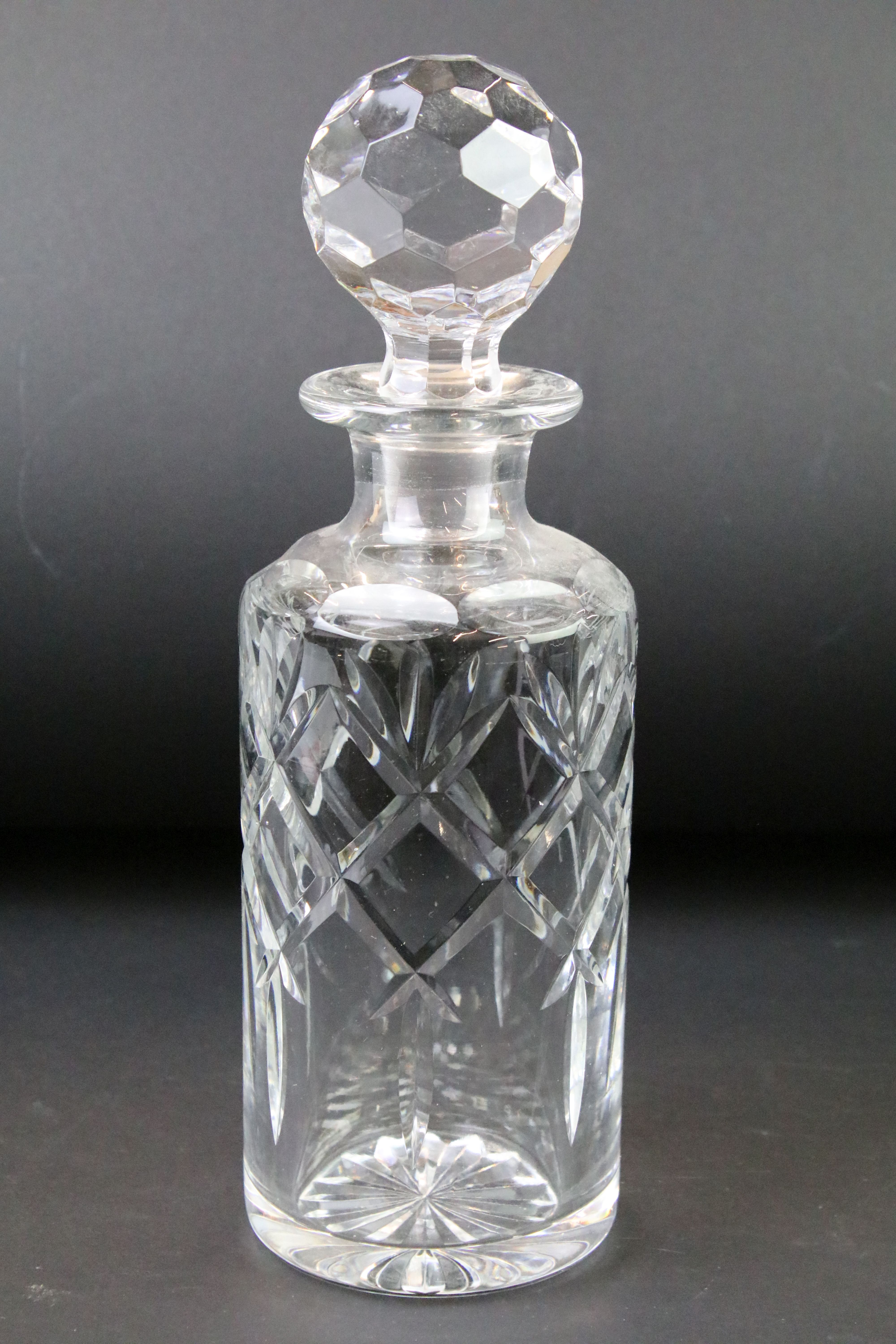 Four moulded / cut glass decanters to include a hobnail effect ships decanter, bell-shaped decanter, - Image 5 of 5