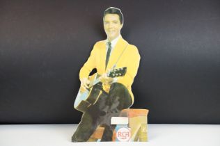 Table top easel back cardboard cut out of Elvis Presley advertising the record label RCA