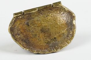 Brass vesta case in the form of a nut shell, approx 5cm wide